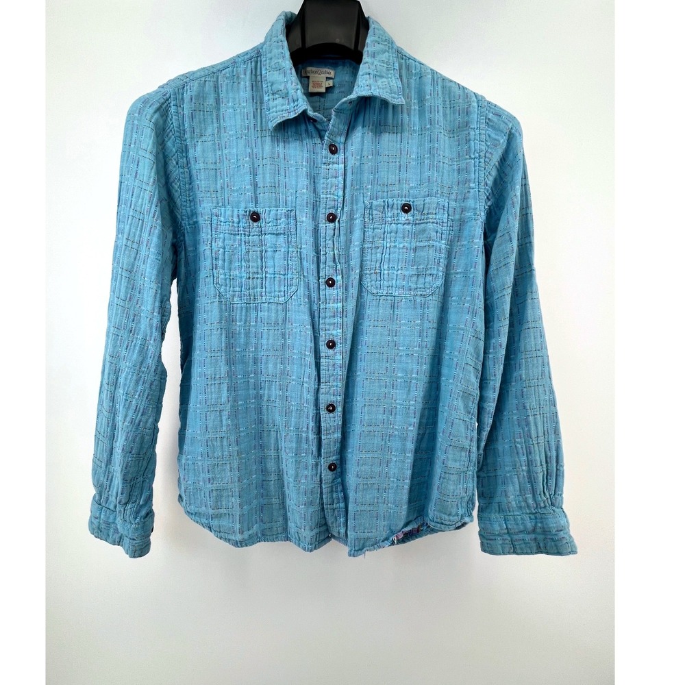 Carbon2Cobalt Button Down Shirt Mens L Blue Textured Double Cloth RN125641 - Picture 2 of 9